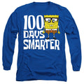 Royal Blue - Front - SpongeBob SquarePants Unisex Adult 100 Days Smarter Long-Sleeved T-Shirt