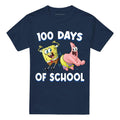 Navy - Front - SpongeBob SquarePants Unisex Adult 100 Days Of School Patrick Star T-Shirt