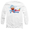 White - Front - Sesame Street Unisex Adult Warm And Fuzzy Elmo Long-Sleeved T-Shirt