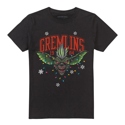 Black - Front - Gremlins Unisex Adult 1984 Lights Christmas T-Shirt