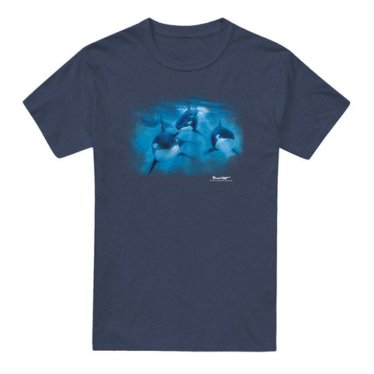 Navy - Front - Wildlife Unisex Adult Pod Of Orcas Heather T-Shirt