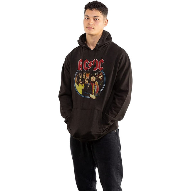 Black - Back - AC-DC Mens Highway To Hell Emblem Hoodie