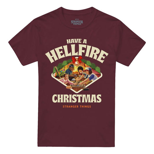 Burgundy - Front - Stranger Things Unisex Adult Have A Hellfire Game Board Christmas T-Shirt