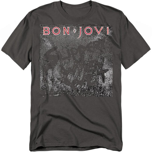 Charcoal - Front - Bon Jovi Unisex Adult Slippery Cover T-Shirt
