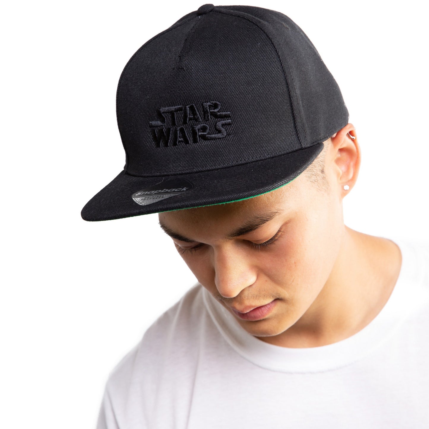 Black - Lifestyle - Star Wars Mens 3D Logo Flat Peak Cap