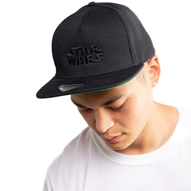 Black - Lifestyle - Star Wars Mens 3D Logo Flat Peak Cap