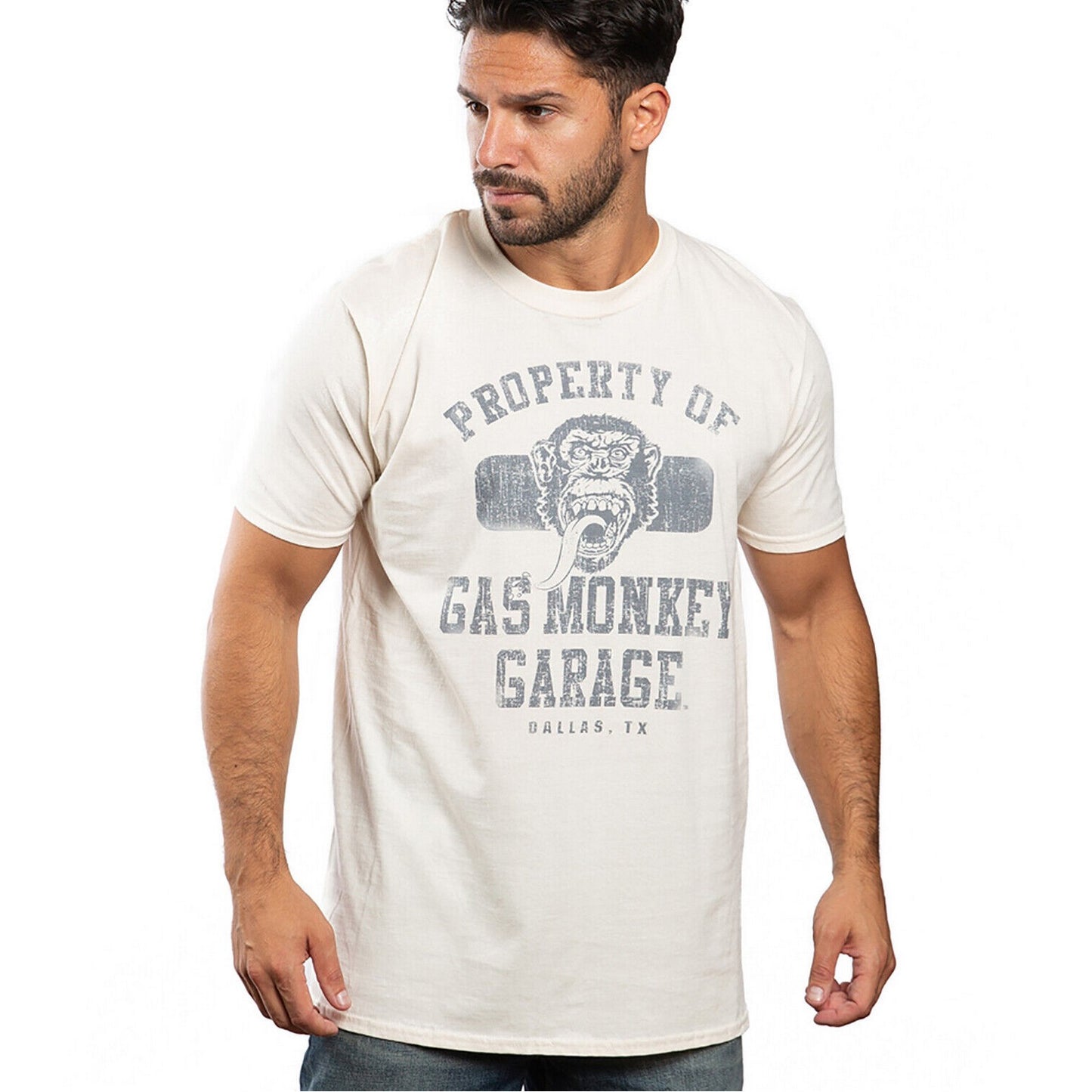 Natural - Lifestyle - Gas Monkey Garage Mens Property Of Cotton T-Shirt