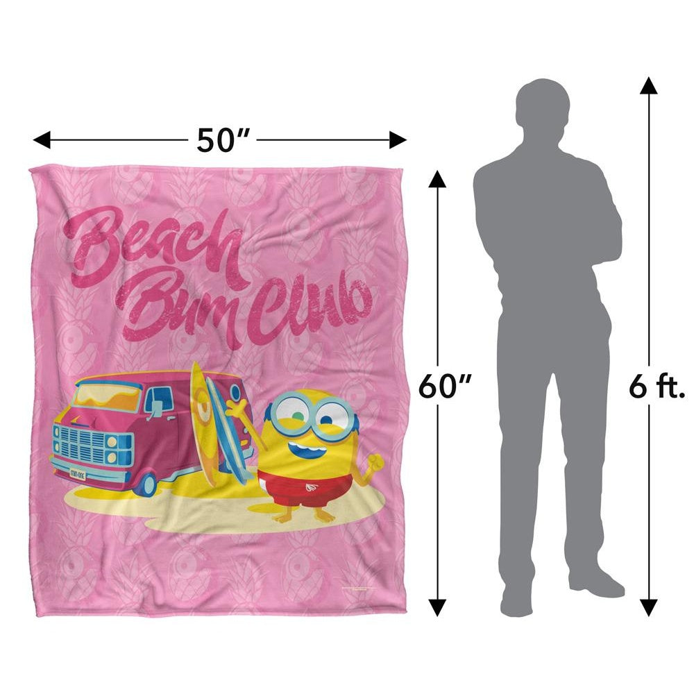 Pink-Multicoloured - Lifestyle - Minions Beach Bum Club Silky Bob Soft Touch Blanket