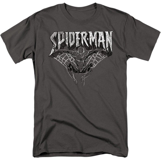 Charcoal - Front - Spider-Man Mens Sketch T-Shirt