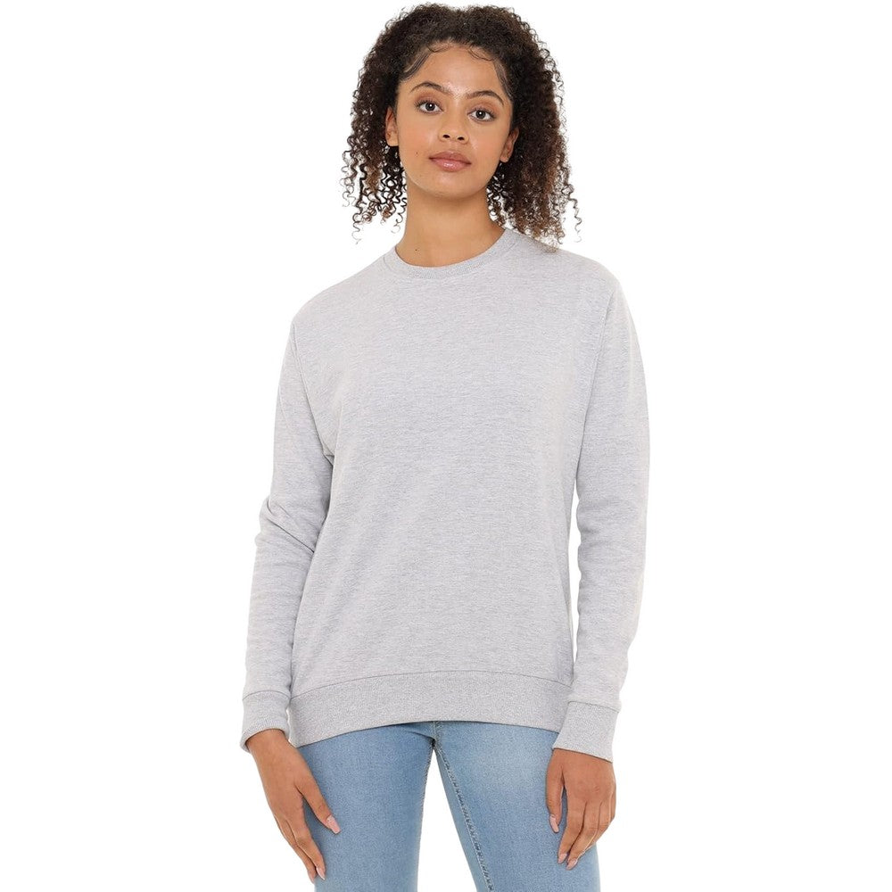 Sports Grey - Side - Cotton Soul Womens-Ladies Plain Crew Neck Sweatshirt