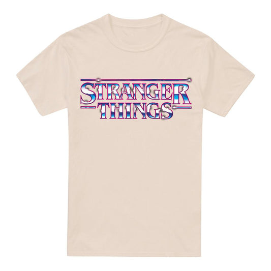 Natural - Front - Stranger Things Mens Metal Logo T-Shirt
