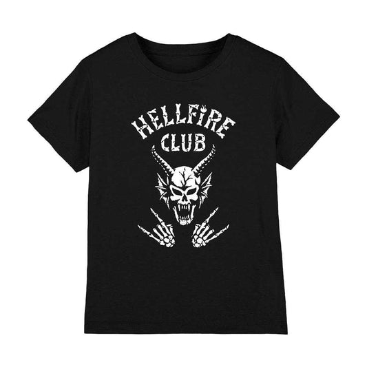 Black - Front - Stranger Things Childrens-Kids Hellfire Club Bones T-Shirt