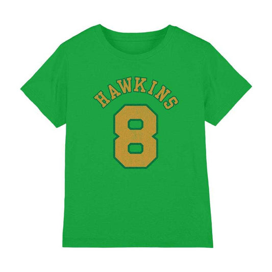 Kelly Green - Front - Stranger Things Childrens-Kids Hawkins No 8 T-Shirt