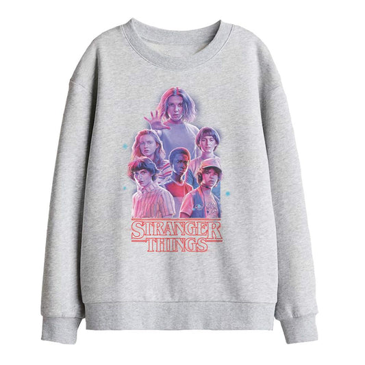 Athletic Heather - Front - Stranger Things Childrens-Kids Glow Group Sweatshirt