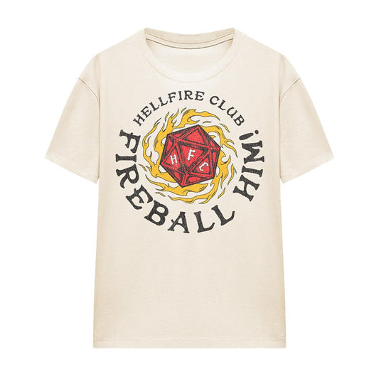 Natural - Front - Stranger Things Unisex Adult Hellfire Club Fireball Him Fireball T-Shirt