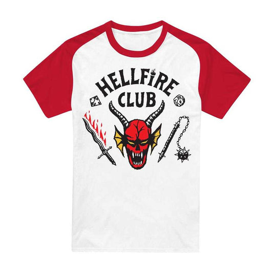 White-Red - Front - Stranger Things Unisex Adult Hellfire Club Raglan Baseball T-Shirt