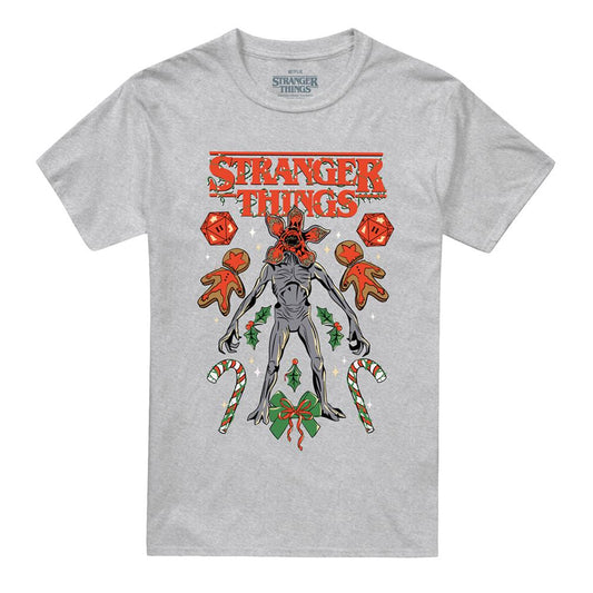 Athletic - Front - Stranger Things 4 Unisex Adult Demogorgon Heather Christmas T-Shirt