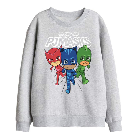 Athletic Heather - Front - PJ Masks Childrens-Kids Trio Heroes Sweatshirt