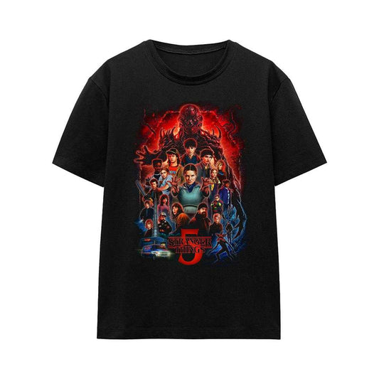 Black - Front - Stranger Things 5 Womens-Ladies Poster T-Shirt