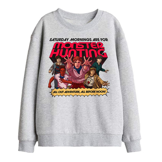 Athletic Heather - Front - Stranger Things Childrens-Kids Monster Hunting Sweatshirt