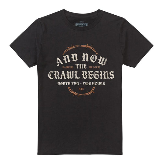 Black - Front - Stranger Things Unisex Adult The Crawl Begins T-Shirt