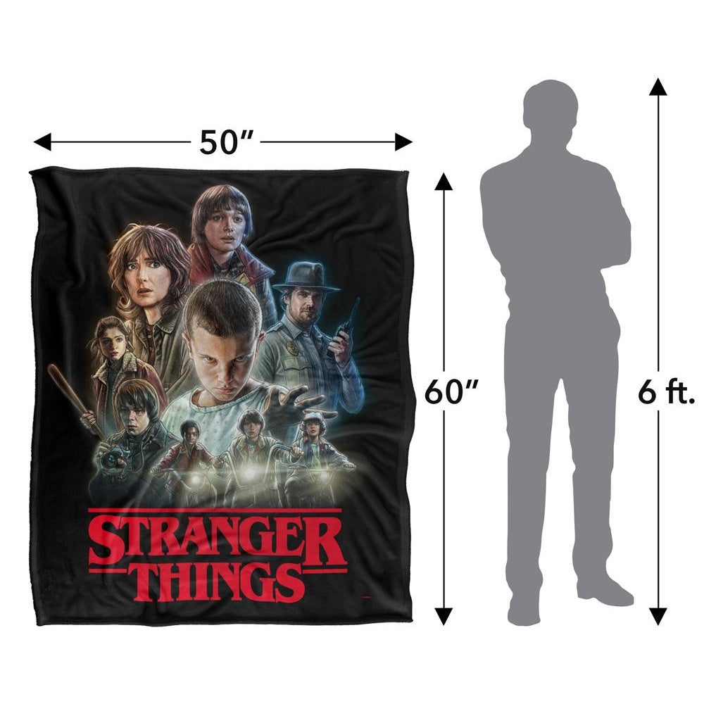 Black-Multicoloured - Side - Stranger Things Season 1 Silky Heroes Supersoft Throw