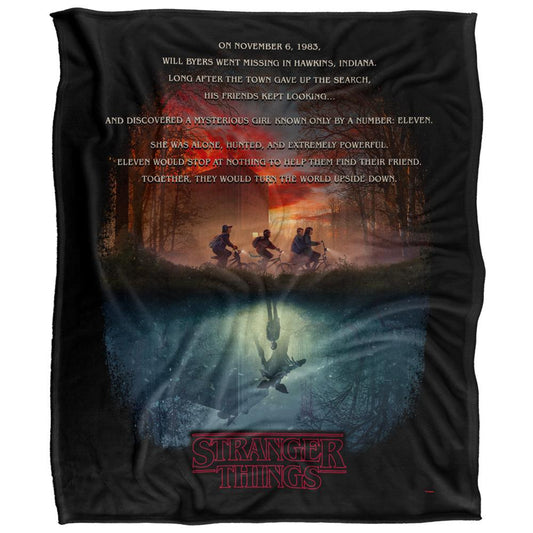 Black-Multicoloured - Front - Stranger Things Upside Down Silky Poster Supersoft Throw