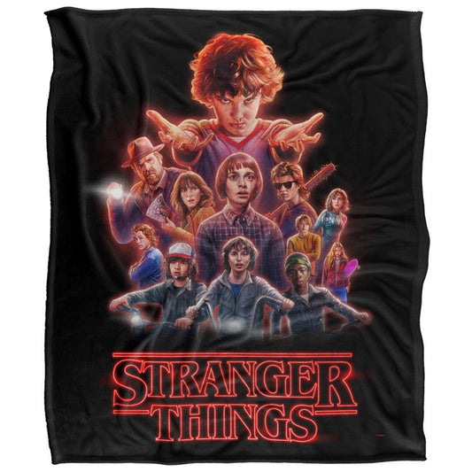 Black-Multicoloured - Front - Stranger Things 2 Silky Heroes Supersoft Throw
