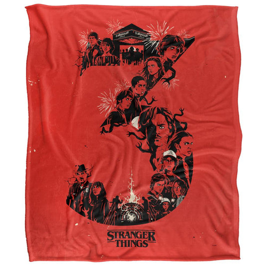 Black-Red - Front - Stranger Things Chapter 3 Silky Poster Supersoft Throw