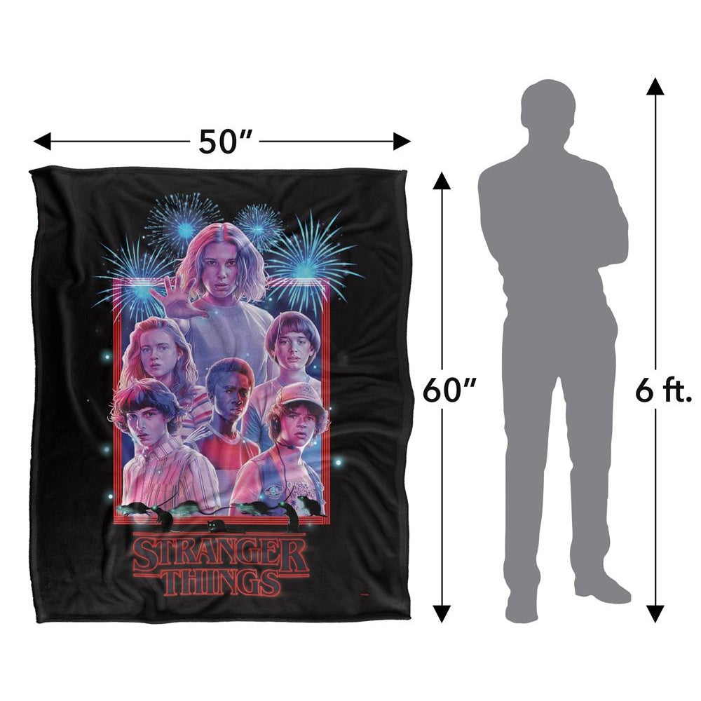 Black-Multicoloured - Side - Stranger Things 3 July 4Th Silky Supersoft Throw