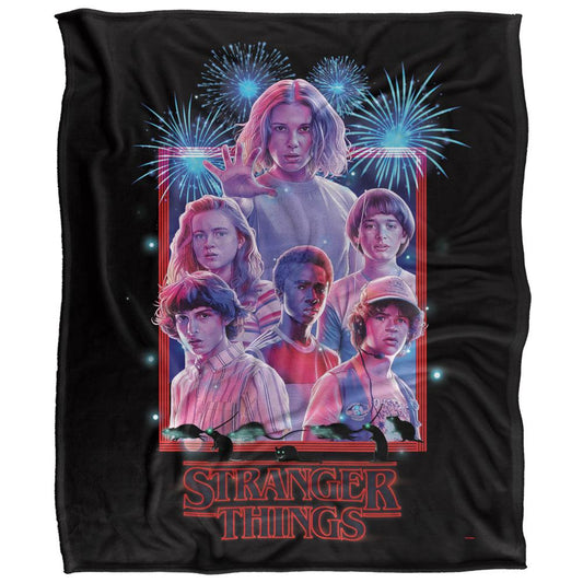 Black-Multicoloured - Front - Stranger Things 3 July 4Th Silky Supersoft Throw