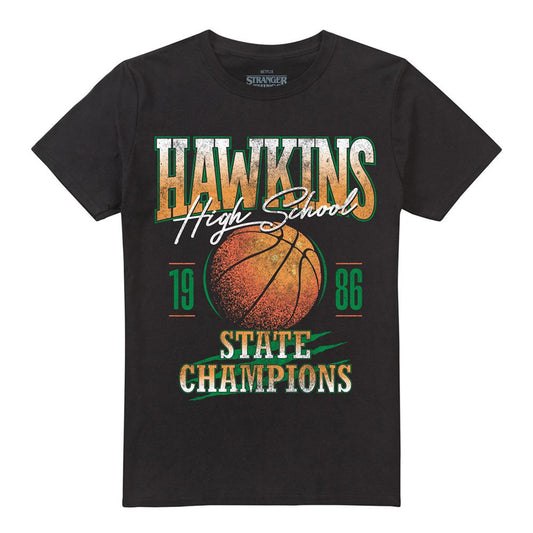 Black - Front - Stranger Things Unisex Adult Hawkins Champions T-Shirt