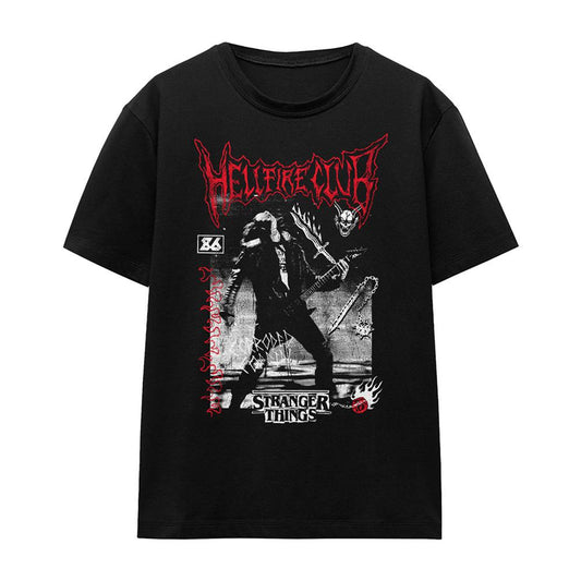 Black - Front - Stranger Things Womens-Ladies Hellfire Eddie T-Shirt