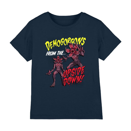 Navy - Front - Stranger Things Childrens-Kids Demogorgon Badge T-Shirt