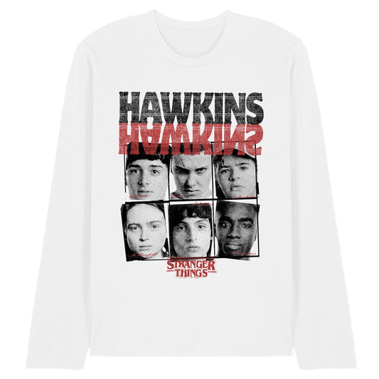 White - Front - Stranger Things Unisex Adult Upside Down Hawkins Long-Sleeved T-Shirt