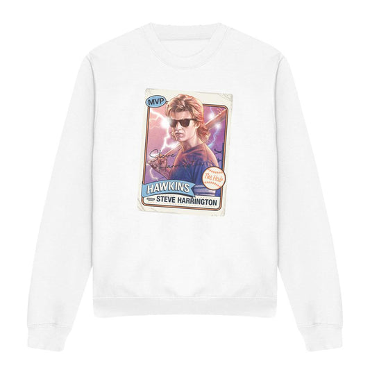 White - Front - Stranger Things Unisex Adult Steve Harrington Hair Sweatshirt