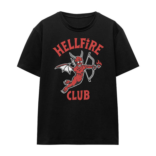 Black - Front - Stranger Things Womens-Ladies Hellfire Club Devil T-Shirt