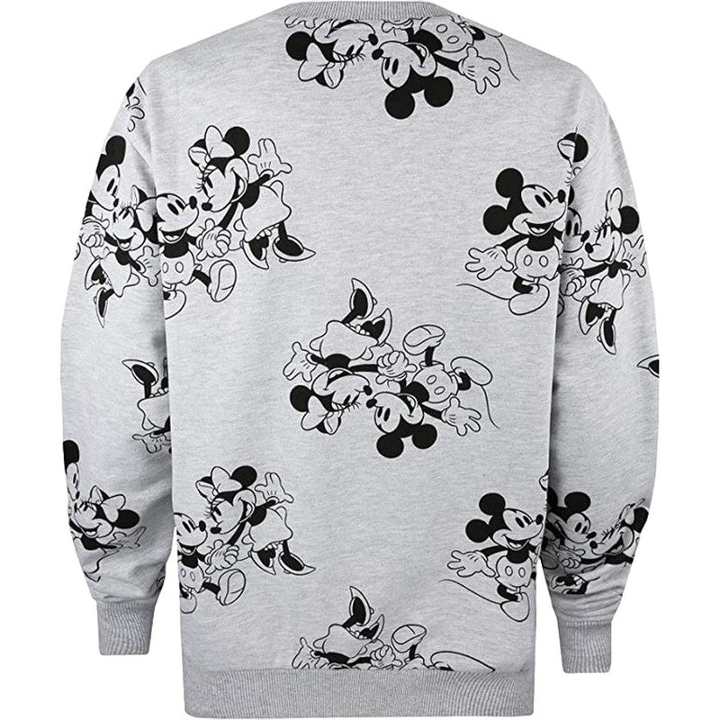 Sports Grey - Back - Disney Womens-Ladies Mickey & Minnie Mouse Heather Crew Neck Sweatshirt