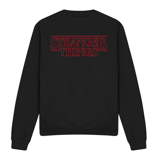 Black - Front - Stranger Things Unisex Adult Logo Outline Sweatshirt