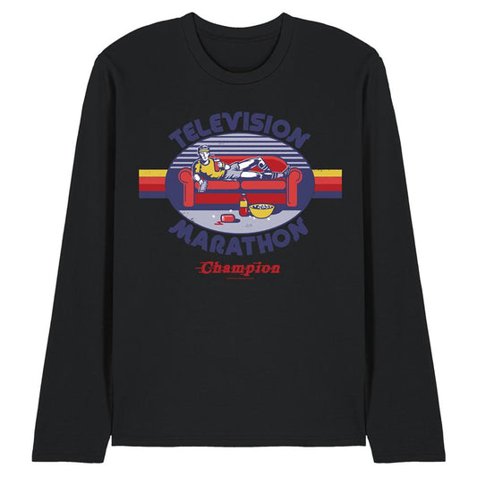 Black - Front - Steven Rhodes Unisex Adult Television Marathon Champion Long-Sleeved T-Shirt