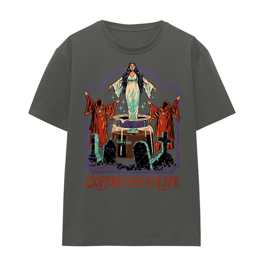 Charcoal - Front - Steven Rhodes Womens-Ladies Coffee Gives Me Life T-Shirt