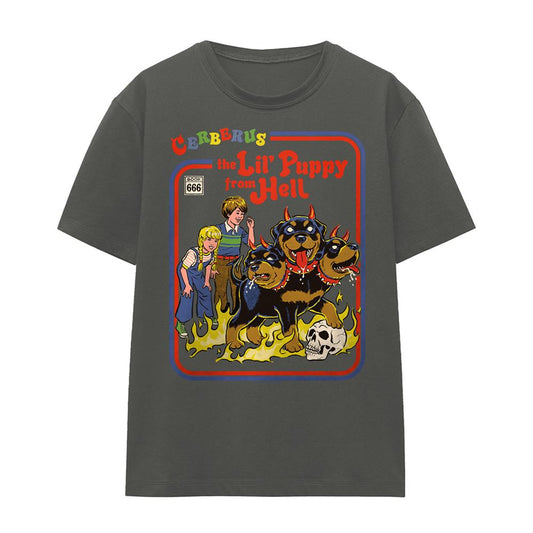 Charcoal - Front - Steven Rhodes Womens-Ladies Cerberus Puppy T-Shirt