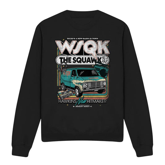 Black - Front - Stranger Things Unisex Adult Wsqk The Squawk Retro Sweatshirt