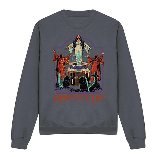Charcoal - Front - Steven Rhodes Unisex Adult Coffee Gives Me Life Sweatshirt