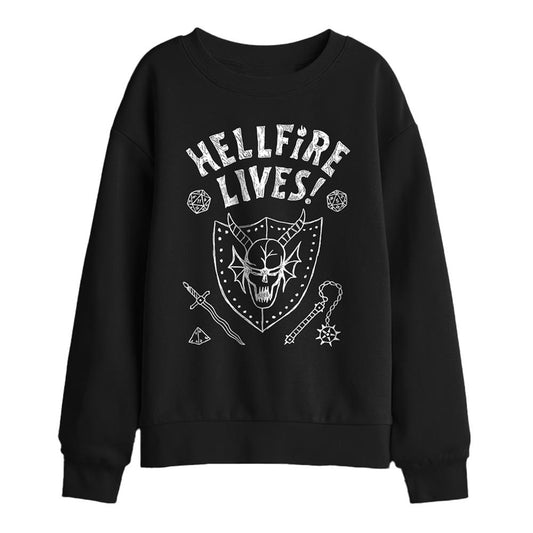 Black - Front - Stranger Things Childrens-Kids Hellfire Graduation Invert Sweatshirt
