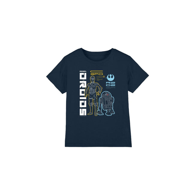 Navy - Front - Star Wars Childrens-Kids Rebel Droids T-Shirt