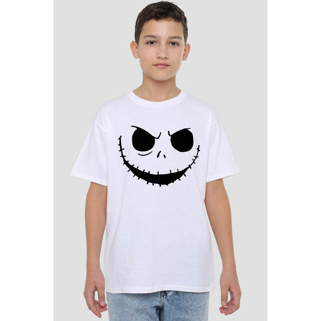 White - Lifestyle - The Nightmare Before Christmas Childrens-Kids Jack Face T-Shirt