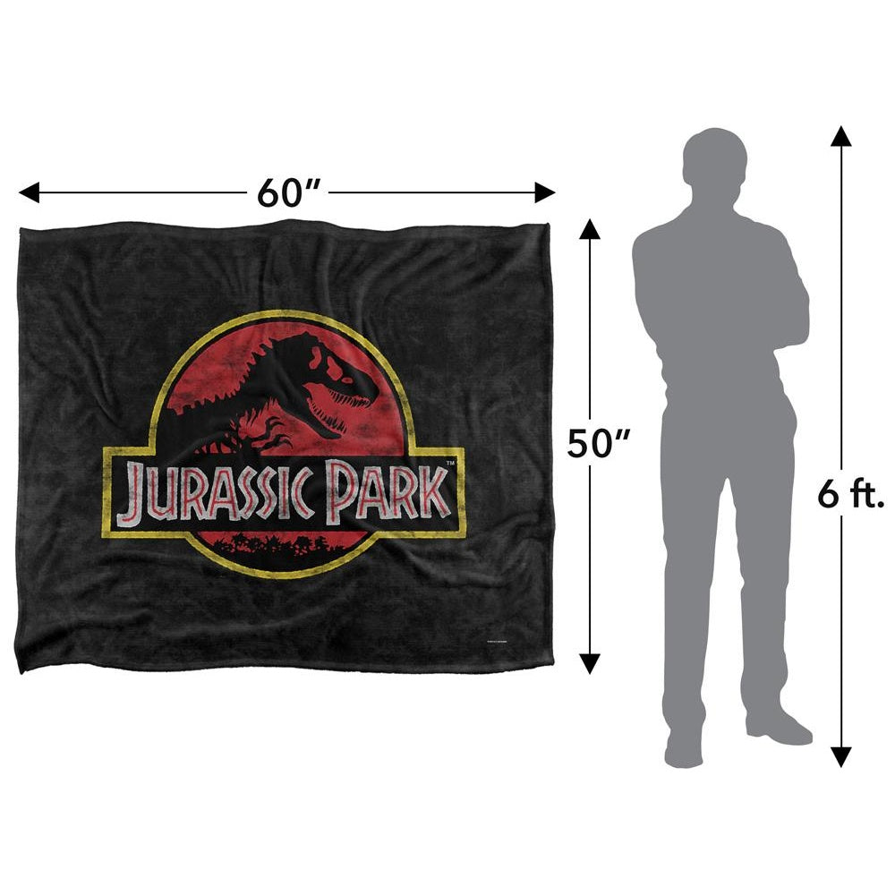 Multicoloured - Pack Shot - Jurassic Park Silky Classic Logo Supersoft Throw