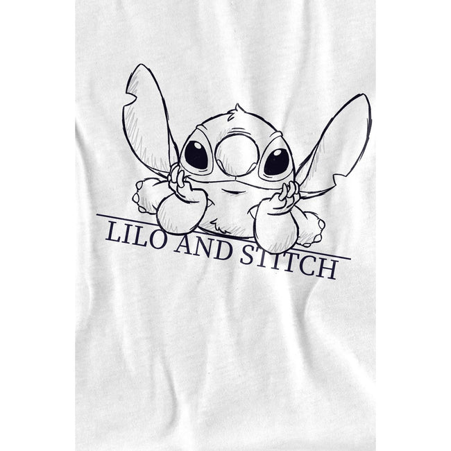 White - Side - Lilo & Stitch Childrens-Kids Relaxed Sketch T-Shirt