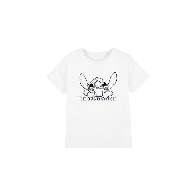 White - Front - Lilo & Stitch Childrens-Kids Relaxed Sketch T-Shirt